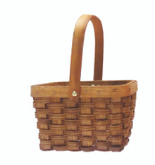 24 Pcs - Rectangle Chipwood Baskets with Drop Handle - 6.5 Inch