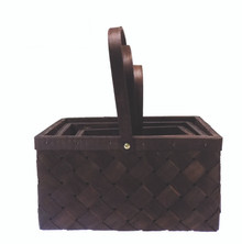 6 Sets of 3 Rectangle Walnut Chipwood Baskets with Drop Handle