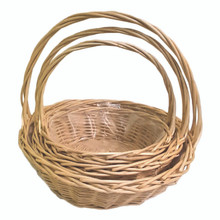 4 Sets of 3 Jumbo Round Willow Baskets with Handle