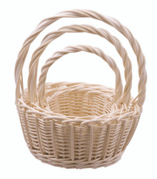 8 Sets of 3 Round Willow Baskets with Handle