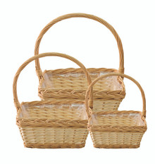 12 Sets of 3 Square Willow Baskets with Handle