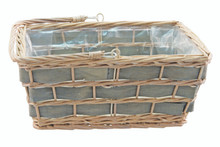 20-Pack Rectangular Gray Woodchip Baskets with Bale Handle