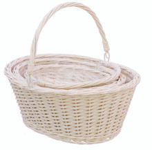 4 Pcs - Round Willow Baskets with Wire Reinforcement