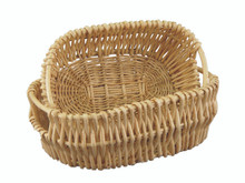 4 Pcs - Natural Willow Oval Baskets with Side Handle