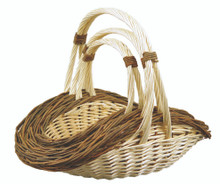 4 Sets of 3 Two-Tone Willow Baskets with Handle