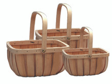 8 Sets of 3 Birch Baskets with Drop Handle