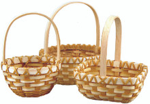 24 Pcs - Assorted Natural Chipwood Baskets with Handle