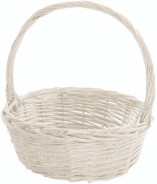4 Pcs - White Round Willow Baskets with Handle - 13 Inch