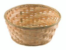 36 Pcs - Round Natural Bamboo Low Bowl Baskets - 8 Inch