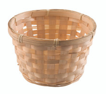 72 Pcs - Round Bamboo Natural Low Bowl Baskets - 6 Inch
