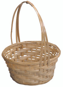 48 Pcs - Round Natural Bamboo Baskets with Handle - 8.5 Inch