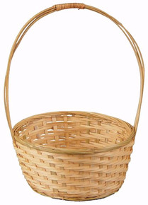 48 Pcs - Round Natural Bamboo Baskets with Handle - 10 Inch
