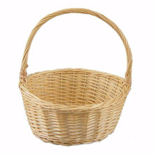 12 Pcs - Round Light Willow Baskets with Handle - 8 Inch