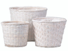 40 Pcs - Whitewash Bamboo Azalea Pot Covers - 6 Inch