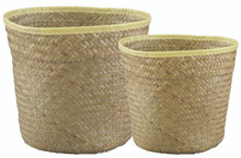 50 Pcs - Palm Leaf Natural Sewn Rim Pot Cover  8 Inch