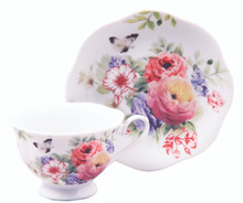24 Sets Multifloral Porcelain Teacups & Saucers