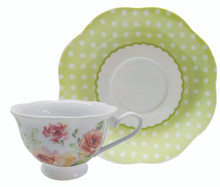 24 Sets - Floral Porcelain Teacups & Saucers