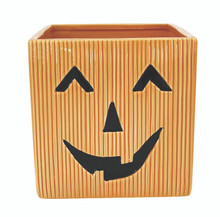 6 Pcs - Jack-O-Lantern Square Planters - 5 Inch