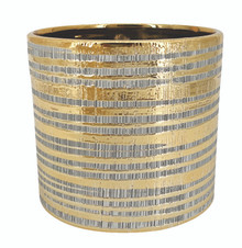 6 Pcs - Gold Striped Metallic Planters - 6.5 Inch