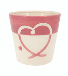 12 Pcs - Pink and Ivory Heart Swoop Planters - 4.5 Inch