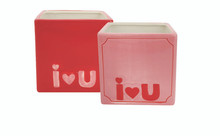 12 Pcs - Pink and Red  InchI Heart U Inch Cubes - 4 Inch
