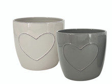 12 Pcs - Assorted Gray Heart Planters - 4.5 Inch