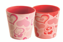 12 Pcs - Pink and Red Groovy Heart Planter Assortment - 4.25 Inch