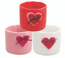12 Pcs - Assorted Heart Felt Planters with Bows - 4.25 Inch