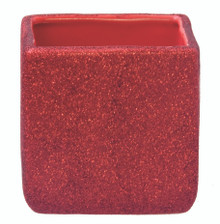 12 Pcs - Red Glitter Cube Planters - 3.5 Inch