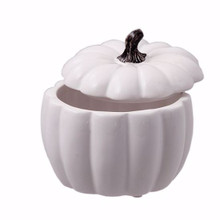 12 Pcs - White Pumpkin Pots with Lids - 6.5 Inch