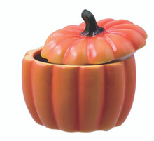 12 Pcs - Orange Pumpkin Pots with Lids - 3.75 Inch