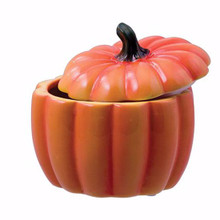 12 Pcs - Orange Pumpkin Pots with Lids - 6.5 Inch