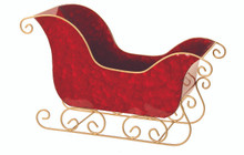 6 Pcs - Red Metallic Patterned Sleighs with Gold Trim