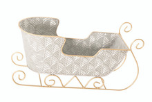 8 Pcs - Patterned Metal Sleighs with Gold Trim