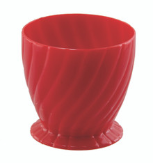 36 Pcs - 4 Inch Round Swirl Bowls - Red Plastic