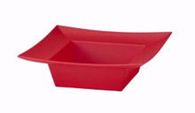 24 Pcs - 5 Inch Square Flare Dishes - Red Plastic