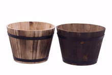 12 Pcs - Wooden Whiskey Barrel Planters - 9 Inch