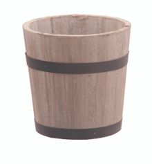 24 Pcs - Gray Wash Wooden Whiskey Barrel Pot Covers - 5 Inch