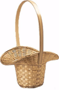 24 Pcs - 5 Inch Round Bamboo Princess Baskets with Handle - Natural