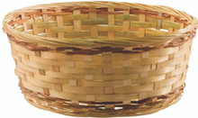 24 Pcs - Round Bamboo Low Bowl Natural Baskets - 12 Inch
