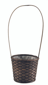 20 Pcs - Stained Round Bamboo Jumbo Baskets with Handle - 7 Inch