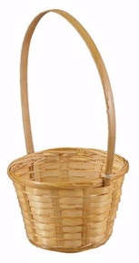 80 Pcs - Natural Round Bamboo Baskets with Handle - 5 Inch