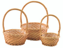 16 Sets of 3 Round Willow Baskets with Handle
