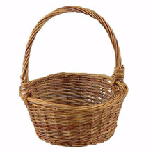 12 Pcs - Round Willow Baskets with Handle - 8 Inch