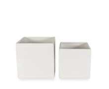 8 Sets - Ceramic Square Planters 4 & 6 Inch Pots (16 Pcs Total) White
