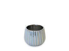 18 Pcs - 4 Inch Ceramic Planter Pot With Vertical Silver Design Blue