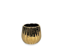 18 Pcs - 4 Inch Ceramic Planter Pot With Vertical Design Gold