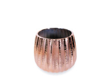 12 Pcs - 5 Inch Ceramic Planter Pot With Vertical Design Rose Gold