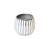 12 Pcs - 5 Inch Ceramic Planter Pot With Vertical Silver Design White