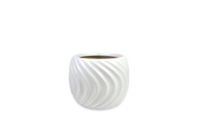24 Pcs - 4 Inch Matte White Ceramic Planter Pot with Wavy Grooves